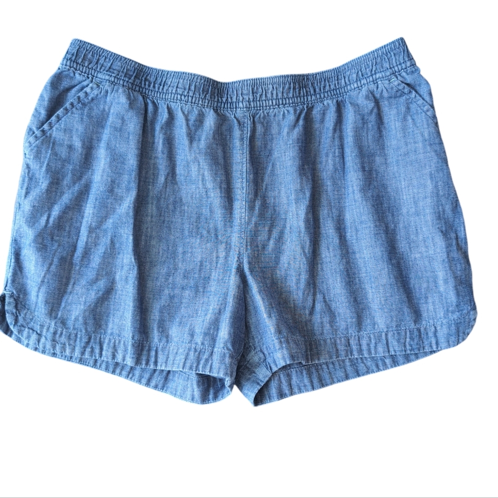 Lands End Girls Chambray Pull On Shorts Size Large 14 Plus